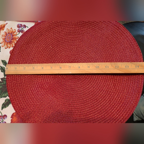 Table Setting For 8. Floral Cloth Napkins and Burgundy Placemats. - Picture 7 of 8